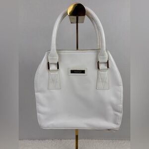 Versace Parfums Top Handle Bag-White Patent Faux Leather-Dual Rolled Handles